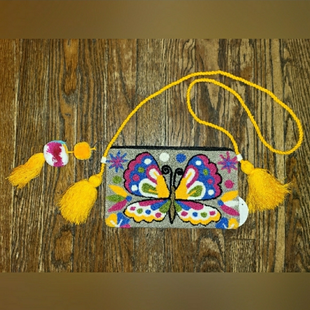 Colorful Handmade Mariposa Wayuu Butterfly Crossbody Clutch NWT! - Picture 7 of 15